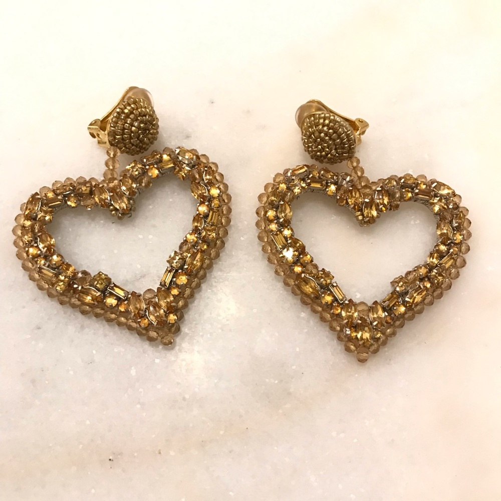 Oscar de la Renta gold heart earrings